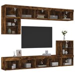 vidaXL Unités murales TV avec LED 8 Pièces chêne fumé bois d'ingénierie