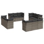 vidaXL Salon de jardin avec coussins 12 Pièces gris résine tressée
