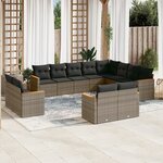 vidaXL Salon de jardin avec coussins 12 Pièces gris résine tressée