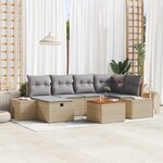 vidaXL Ensemble de canapé de jardin de 7 pièces avec coussins Beige en poly rattan