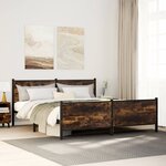 vidaXL Cadre de lit en métal sans matelas chêne fumé 200x200 cm