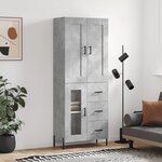 vidaXL Buffet haut Gris béton 69 5x34x180 cm Bois d'ingénierie