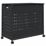 vidaXL Panier à linge avec roulettes noir 66x35x60 cm résine tressée
