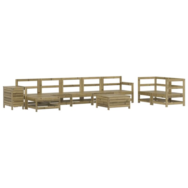 vidaXL Salon de jardin 10 Pièces bois de pin imprégné