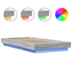 vidaXL Cadre de lit avec lumières LED sonoma gris 100x200 cm