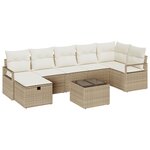 Ensemble de Canapé 8 pièces vidaXL de Jardin avec Coussins Beige Rattan Poly