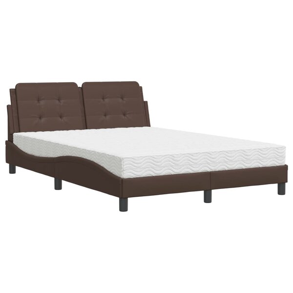 vidaXL Lit avec matelas marron 120x200 cm similicuir