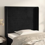 vidaXL Tête de lit avec oreilles Noir 93x16x118/128 cm Velours