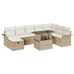 vidaXL Ensemble de canapé de jardin de 9 pièces Beige Poly Rotin avec coussins