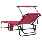 vidaXL Chaises longues pliantes 2 Pièces avec auvent rouge en tissu Oxford 600D