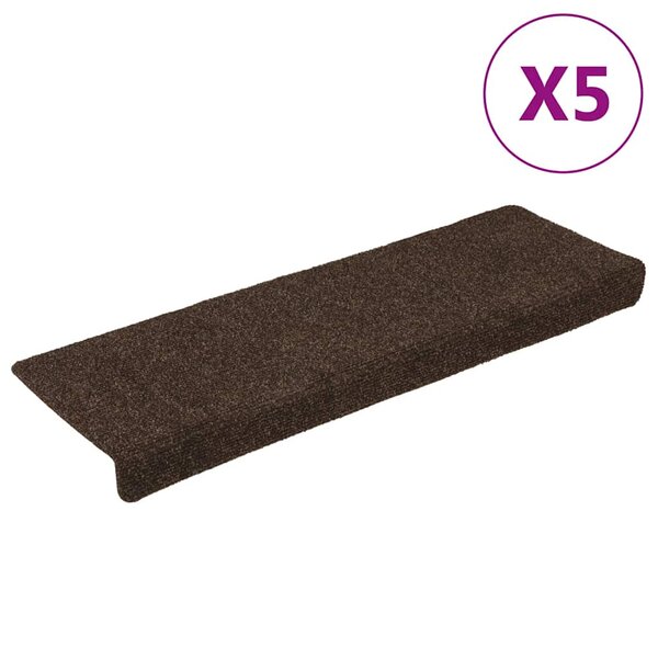 vidaXL Tapis d'escalier 15 Pièces Tissu aiguilleté 65x21x4 cm Marron