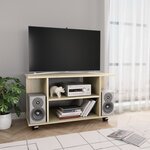 vidaXL Meuble TV et roulettes chêne sonoma 80x40x45 cm bois ingénierie