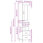 vidaXL Buffet haut Noir 34 5x34x180 cm Bois d'ingénierie