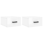 vidaXL Tables de chevet murales 2 Pièces blanc brillant 35x35x20 cm