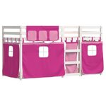 vidaXL Lit superposé avec rideaux rose 90x200 cm bois pin massif