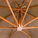 vidaXL Parasol de jardin suspendu avec mât taupe bois de sapin massif