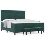 vidaXL Lit à Ressorts avec Matelas & Banc Vert Foncé 180x200 cm Velours