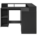 Bureau table poste de travail meuble d'ordinateur informatique étude avec lumières LED 130 x 130 x 91 cm bois d'ingénierie noir 02_0023428