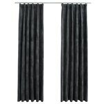 vidaXL Rideaux occultants et crochet 2Pièces Velours Anthracite 140x245cm