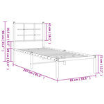 vidaXL Cadre de lit métal sans matelas avec tête de lit noir 80x200 cm