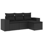 vidaXL Salon de jardin 4 Pièces avec coussins noir résine tressée