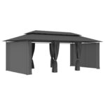 vidaXL Belvédère avec rideaux 600x298x270 cm Anthracite