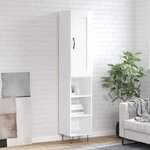 vidaXL Buffet haut Blanc brillant 34 5x34x180 cm Bois d'ingénierie