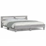 vidaXL Cadre de lit avec tête de lit et LED sonoma gris 180x200 cm