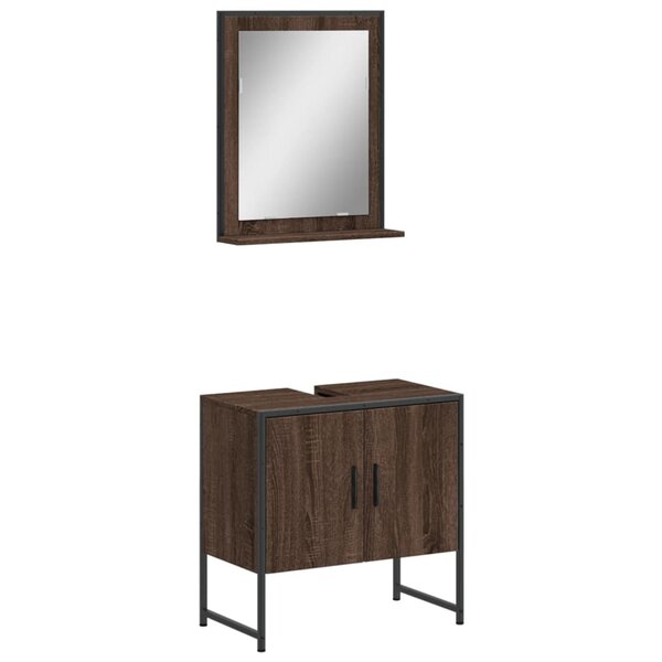 vidaXL Ensemble d'armoires de salle de bain 2 Pièces chêne marron