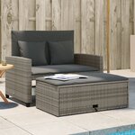 vidaXL Canapé de jardin 2 places avec coussins gris résine tressée