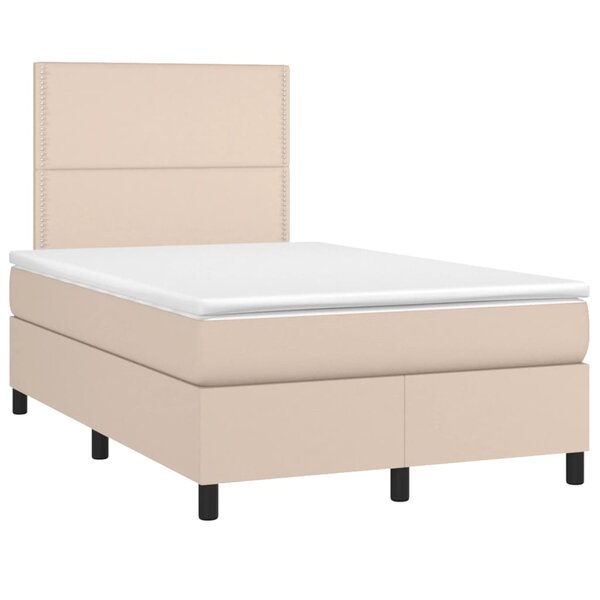 vidaXL Sommier à lattes de lit matelas cappuccino 120x190cm similicuir