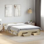 vidaXL Cadre de lit avec tiroirs sans matelas chêne sonoma 120x200 cm