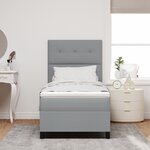 vidaXL Lit boxspring avec matelas & lumière LED gris 100x200 cm en tissu