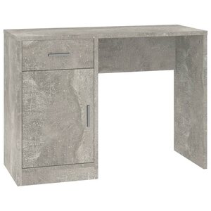 Bureau table poste de travail meuble d'ordinateur informatique étude avec tiroir et armoire 100 x 40 x 73 cm gris 02_0023453