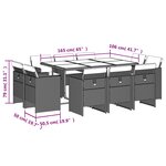 vidaXL Ensemble à manger de jardin et coussins 11 Pièces marron rotin