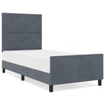 vidaXL Cadre de lit Gris foncé 100x200 cm Velours