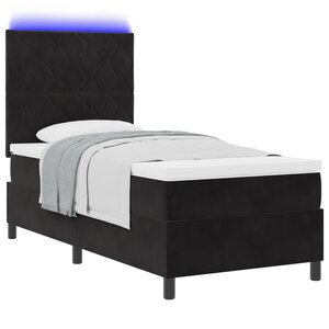 vidaXL Lit Box Spring avec Matelas & LED Noir 90x190 cm Velours