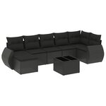 vidaXL Salon de jardin 8 Pièces avec coussins noir résine tressée