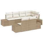 vidaXL Ensemble de canapé de jardin 7 pièces avec coussins Beige Poly Rotin