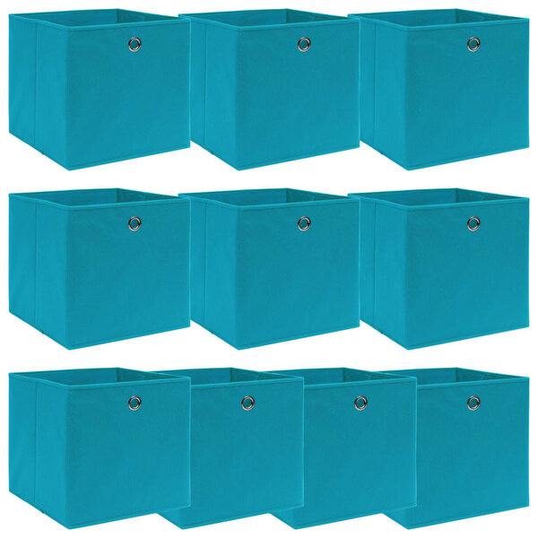vidaXL Boîtes de rangement 10 Pièces Bleu azuré 32x32x32 cm Tissu