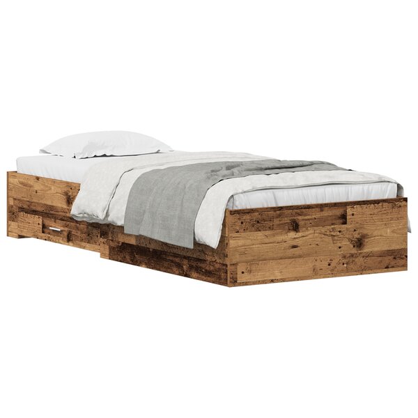 Lit vidaXL en vieux bois 100x200 cm en bois d'ingénierie