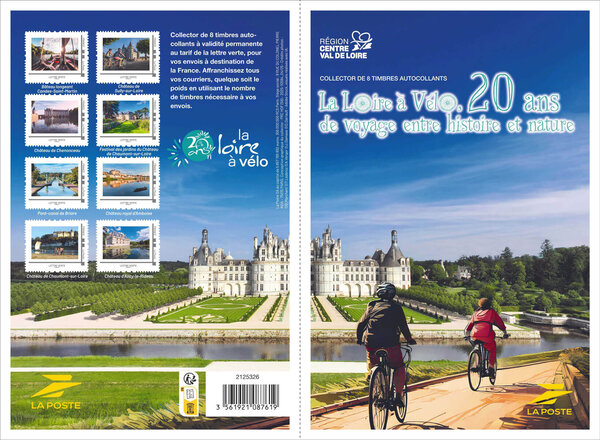 Collector 8 timbres - La Loire à vélo, 20 ans de voyage entre histoire et nature - Lettre Verte