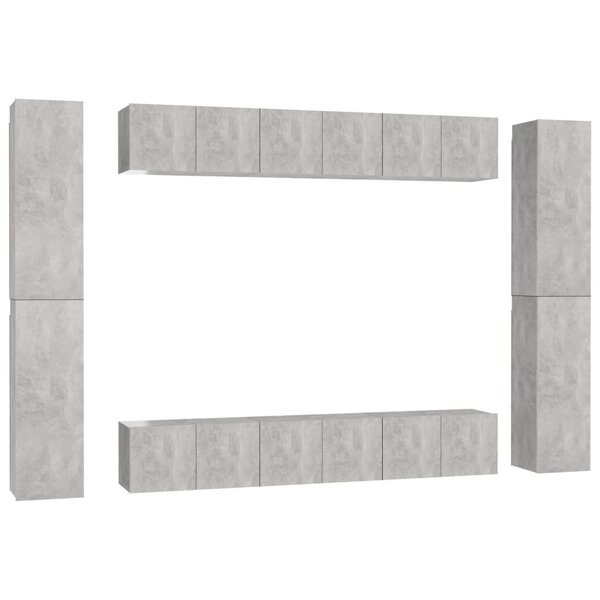 vidaXL Ensemble de meubles TV 10 Pièces Gris béton Bois d'ingénierie