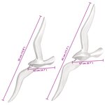 vidaXL Mouette Murale 2 Paquet Argent Aluminium