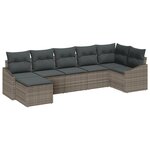vidaXL Ensemble de canapés de jardin 7 pièces avec coussins en poly rotin gris