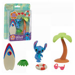 Coffret Disney Stitch avec Figurine  Planche de Surf et Palmier - Idéal pour les Fans de Stitch