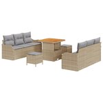 vidaXL Ensemble de Canapé de Jardin 9 Pièces avec Coussins Beige Rattan Poly Acacia