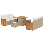Set de Canapé de Jardin Modular de 9 Pièces avec Coussins Beige Rattan Synthétique Acacia