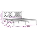 vidaXL Cadre de lit métal sans matelas et tête de lit blanc 183x213 cm