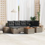 vidaXL Ensemble de Canapés 7 Pièces avec Coussins Grise Poly Rotin